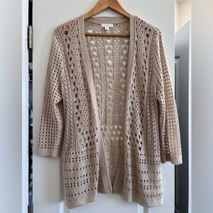 Charter Club Tan Open-Knit Cardigan